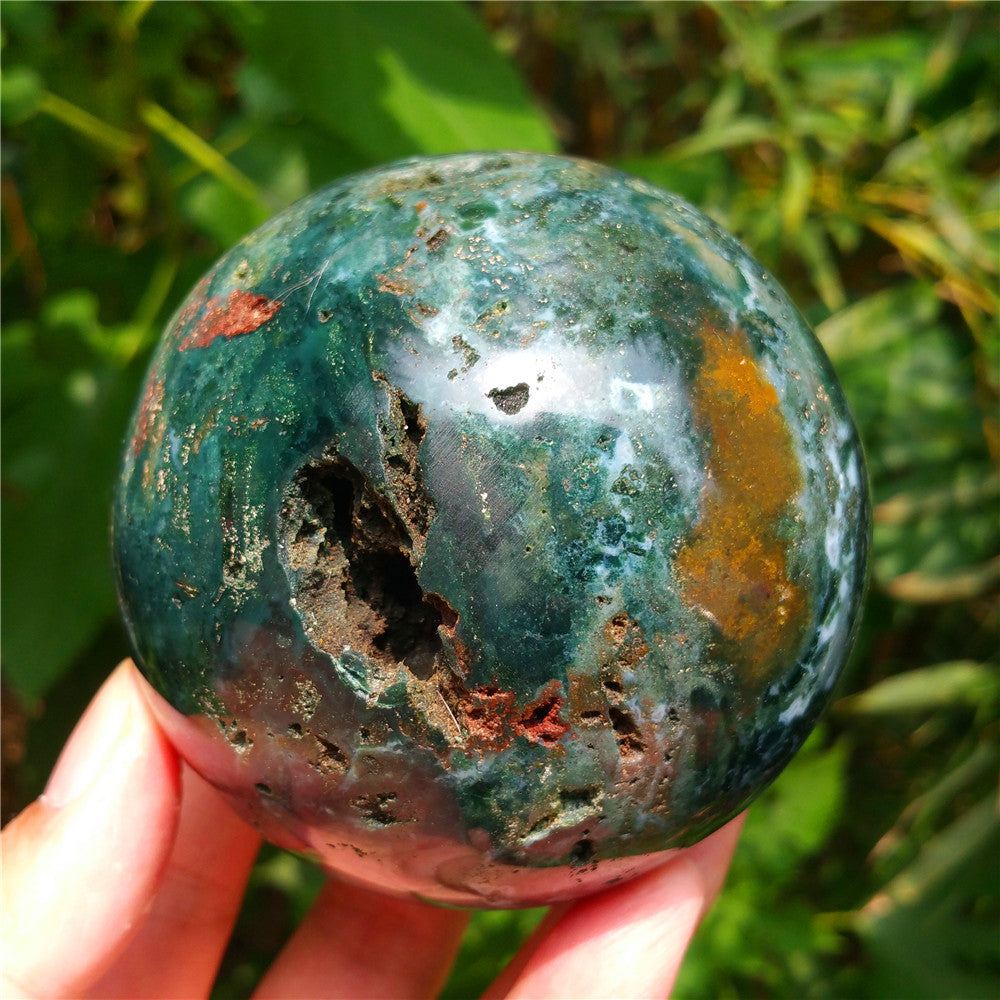 Bola de cristal tallada de Ocean Jasper #702403