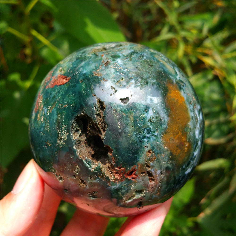 Bola de cristal tallada de Ocean Jasper #702403