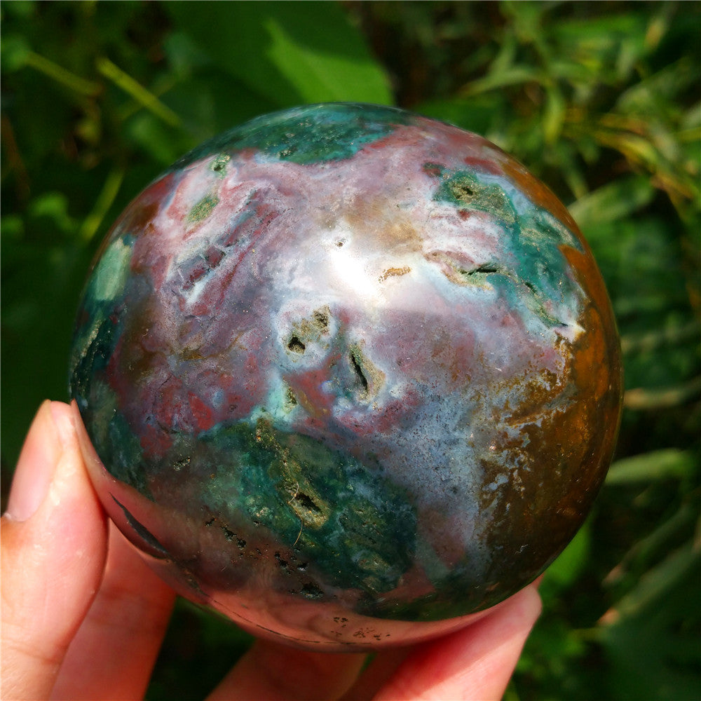 Bola de cristal tallada de Ocean Jasper #702403