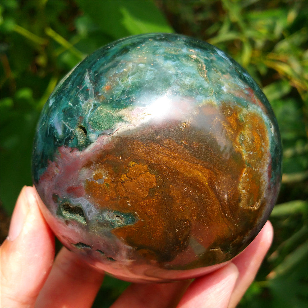 Bola de cristal tallada de Ocean Jasper #702403