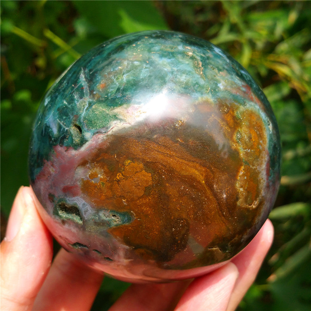 Bola de cristal tallada de Ocean Jasper #702403