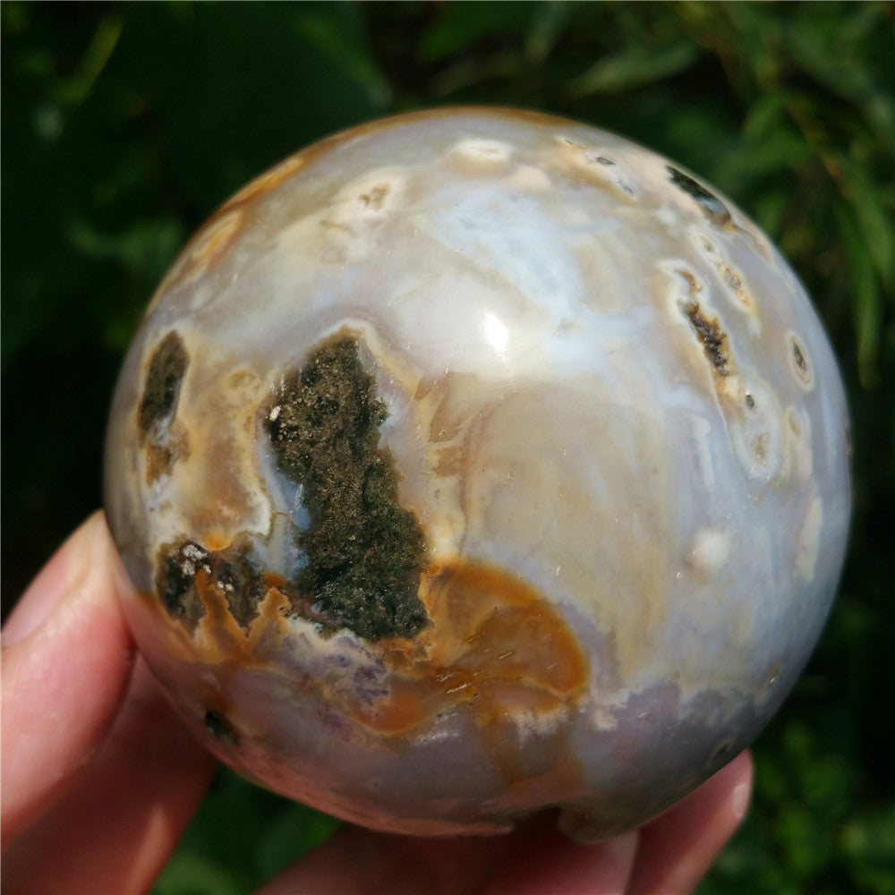Bola de cristal tallada de Ocean Jasper