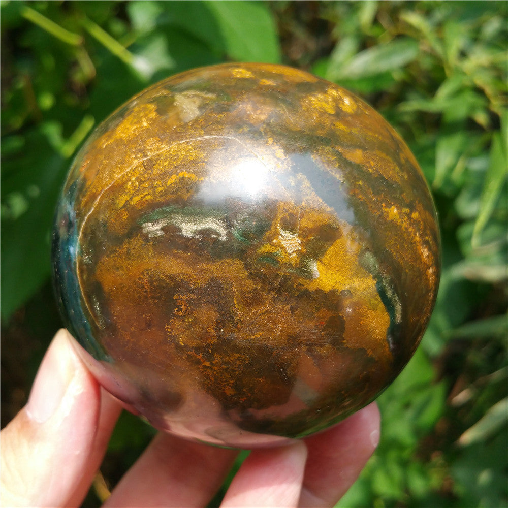 Bola de cristal tallada de Ocean Jasper