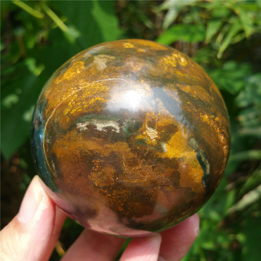 Bola de cristal tallada de Ocean Jasper