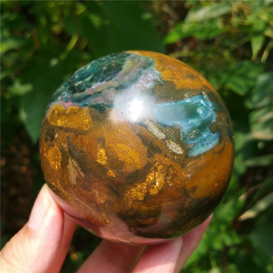 Bola de cristal tallada de Ocean Jasper