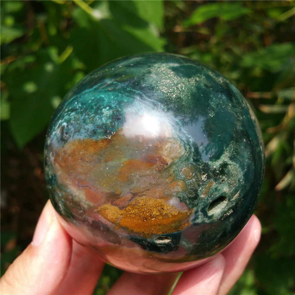 Bola de cristal tallada de Ocean Jasper