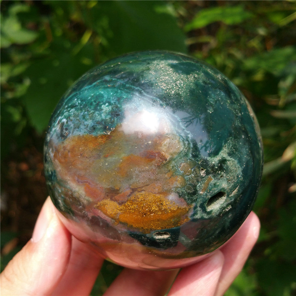 Bola de cristal tallada de Ocean Jasper