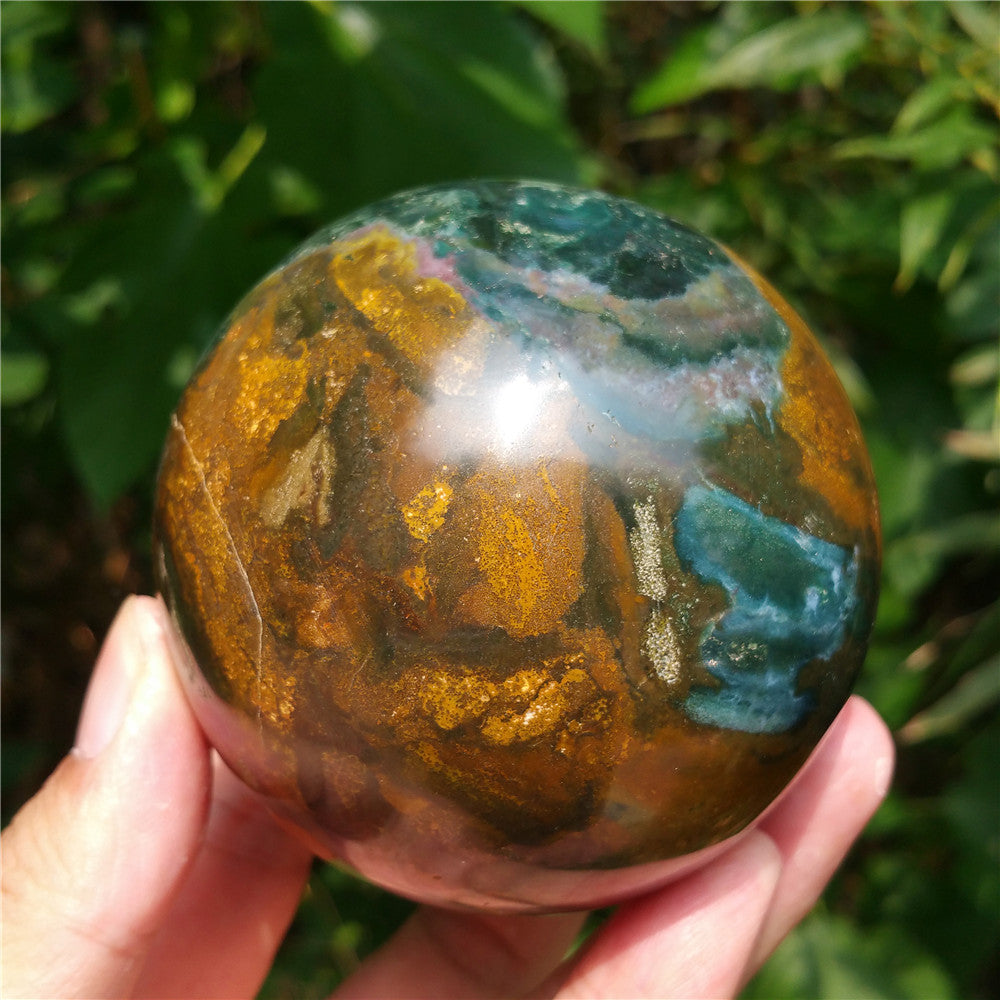Bola de cristal tallada de Ocean Jasper