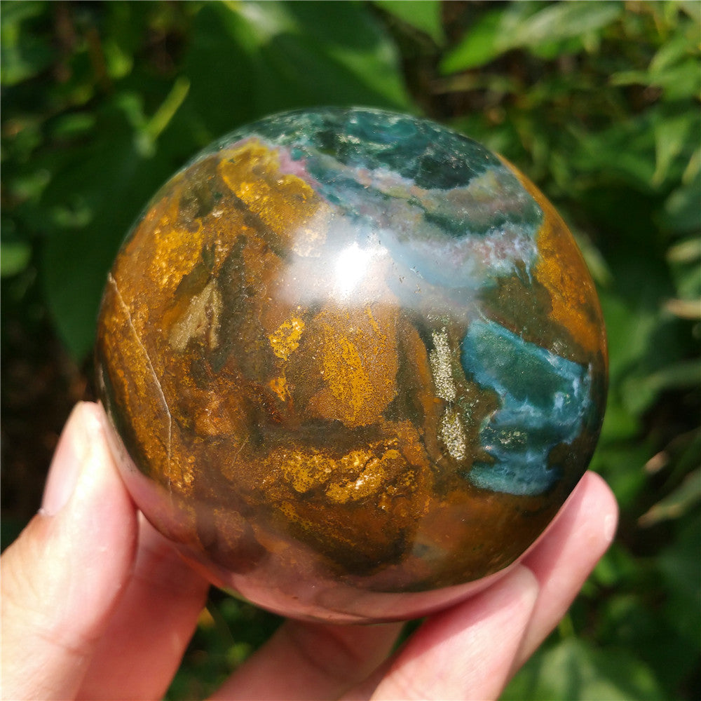 Bola de cristal tallada de Ocean Jasper