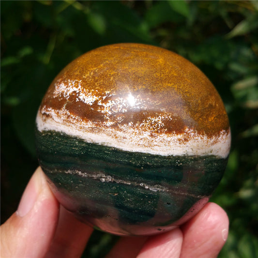 Bola de cristal tallada de Ocean Jasper