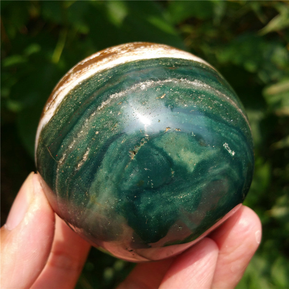 Bola de cristal tallada de Ocean Jasper