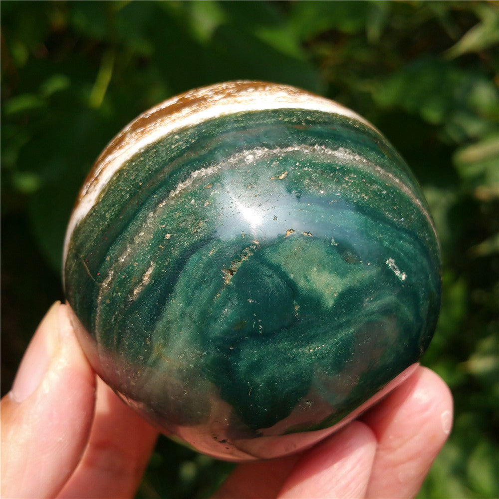 Bola de cristal tallada de Ocean Jasper