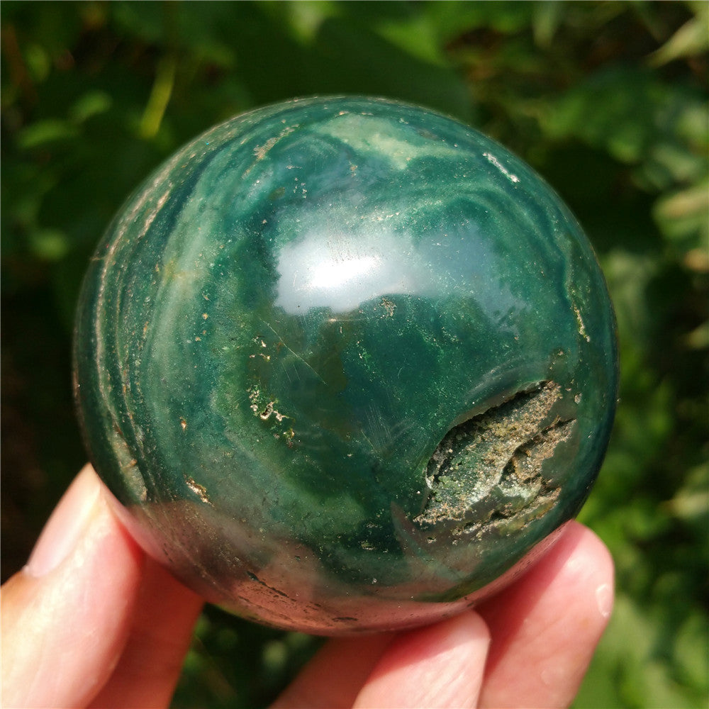 Bola de cristal tallada de Ocean Jasper