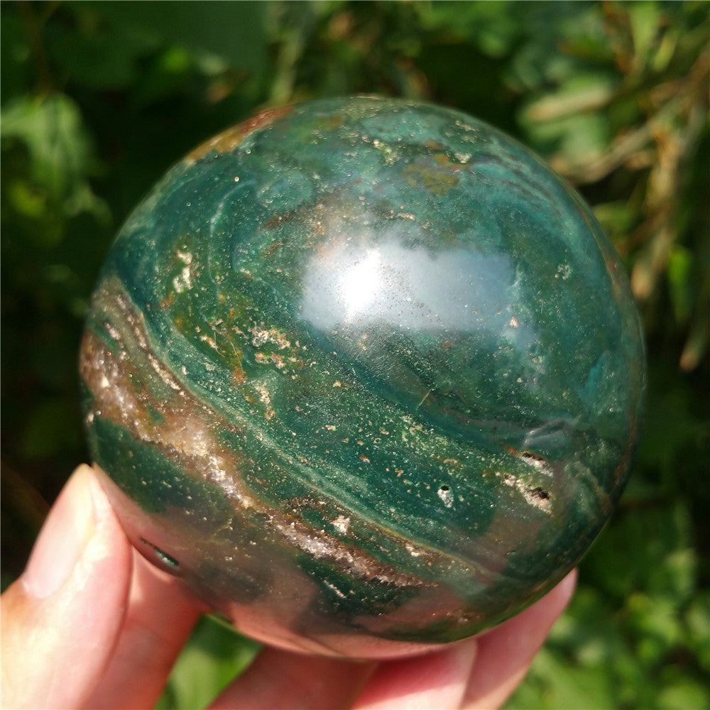 Bola de cristal tallada de Ocean Jasper