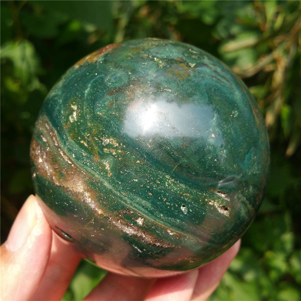 Bola de cristal tallada de Ocean Jasper