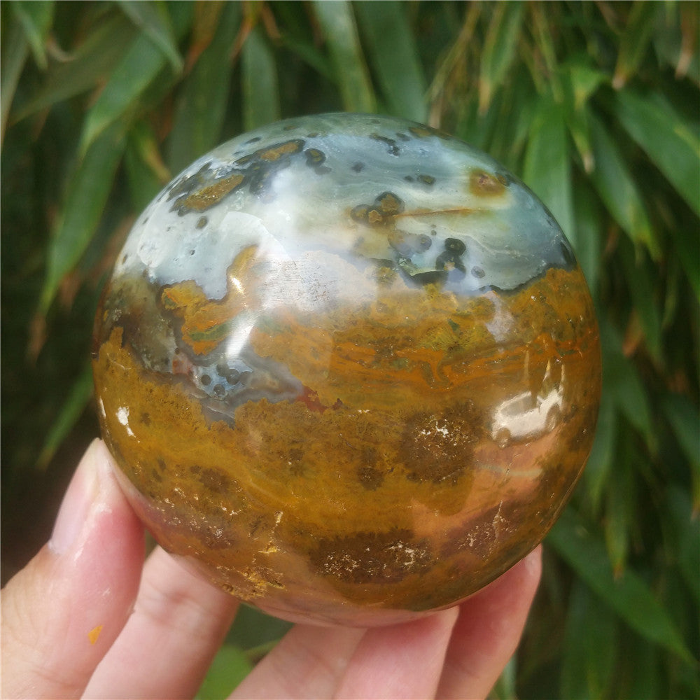 Bola de cristal tallada de Ocean Jasper