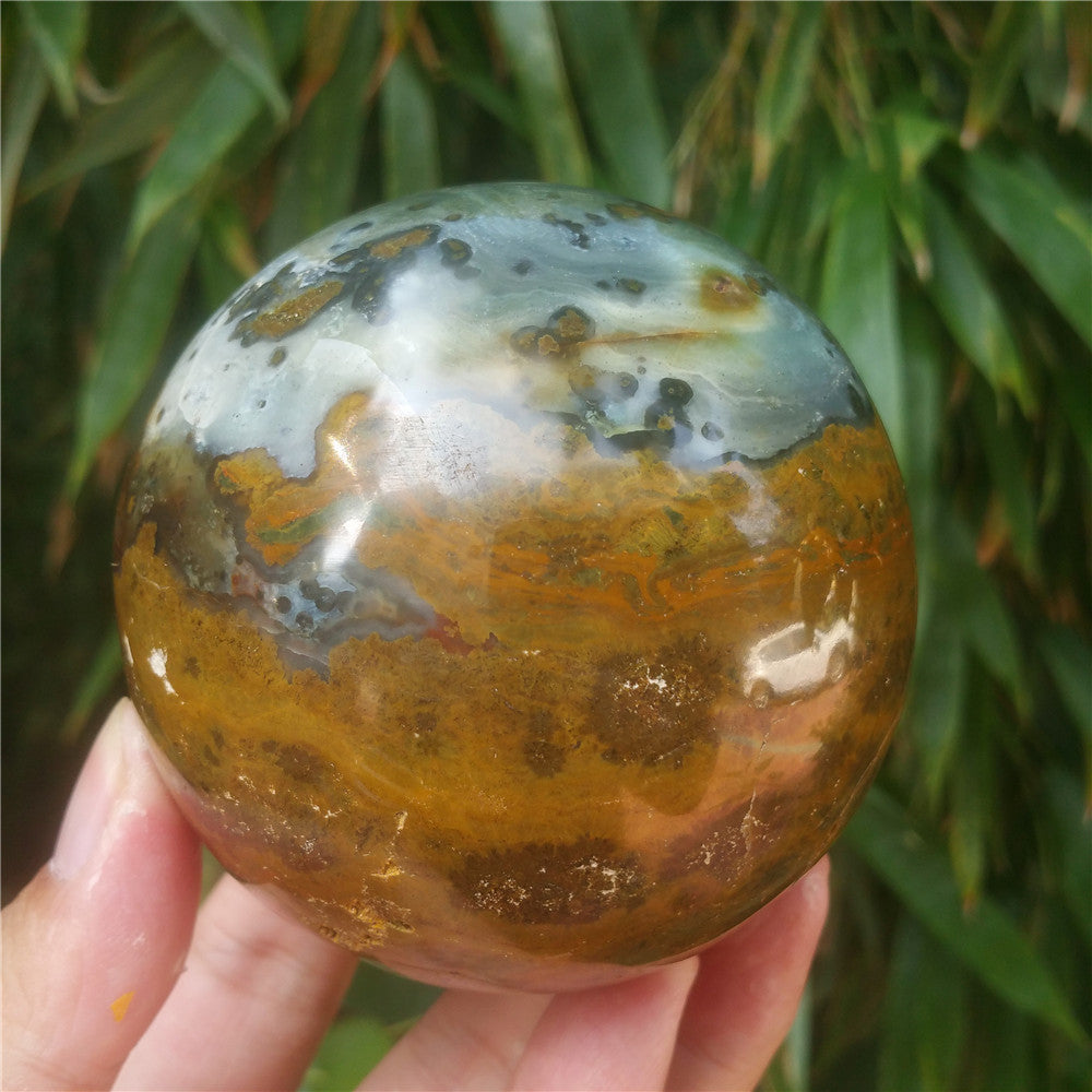 Bola de cristal tallada de Ocean Jasper