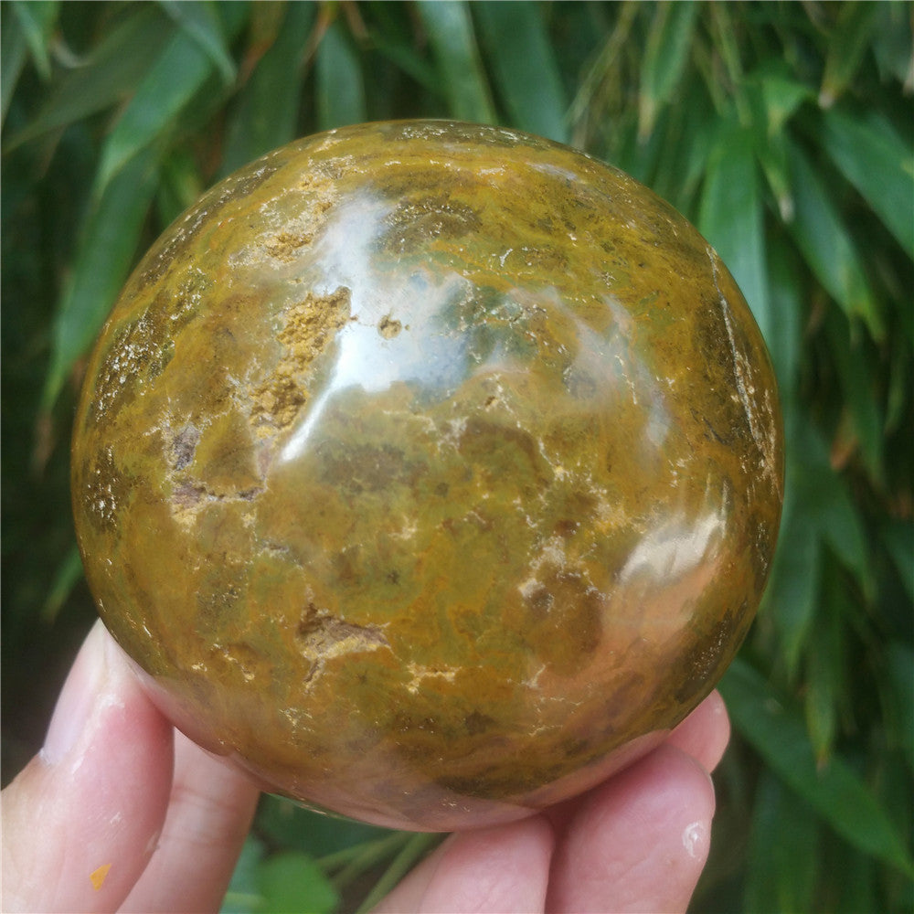 Bola de cristal tallada de Ocean Jasper