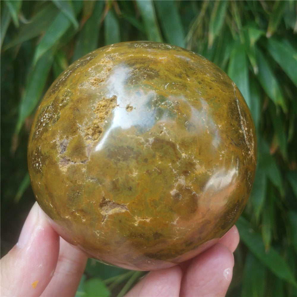 Bola de cristal tallada de Ocean Jasper