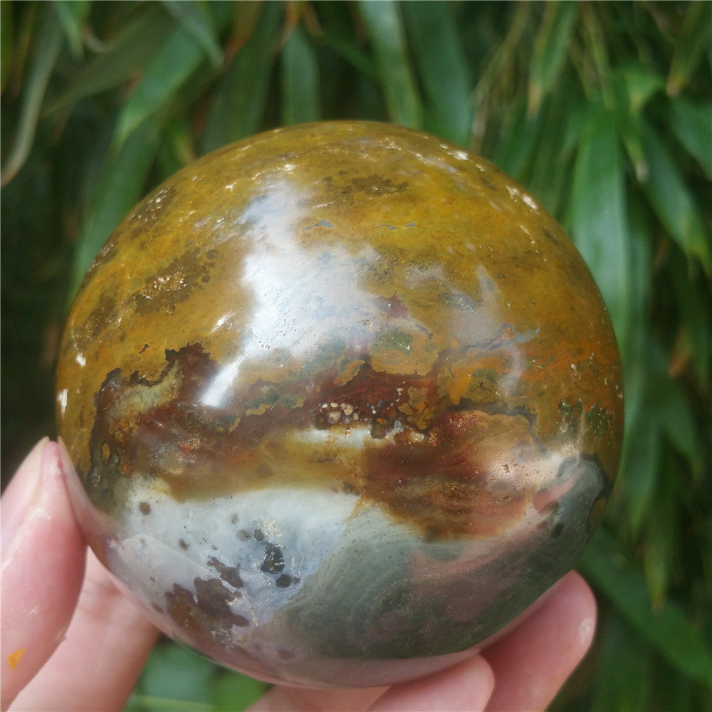 Bola de cristal tallada de Ocean Jasper