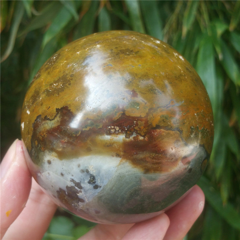 Bola de cristal tallada de Ocean Jasper