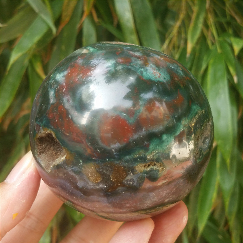 Bola de cristal tallada de Ocean Jasper