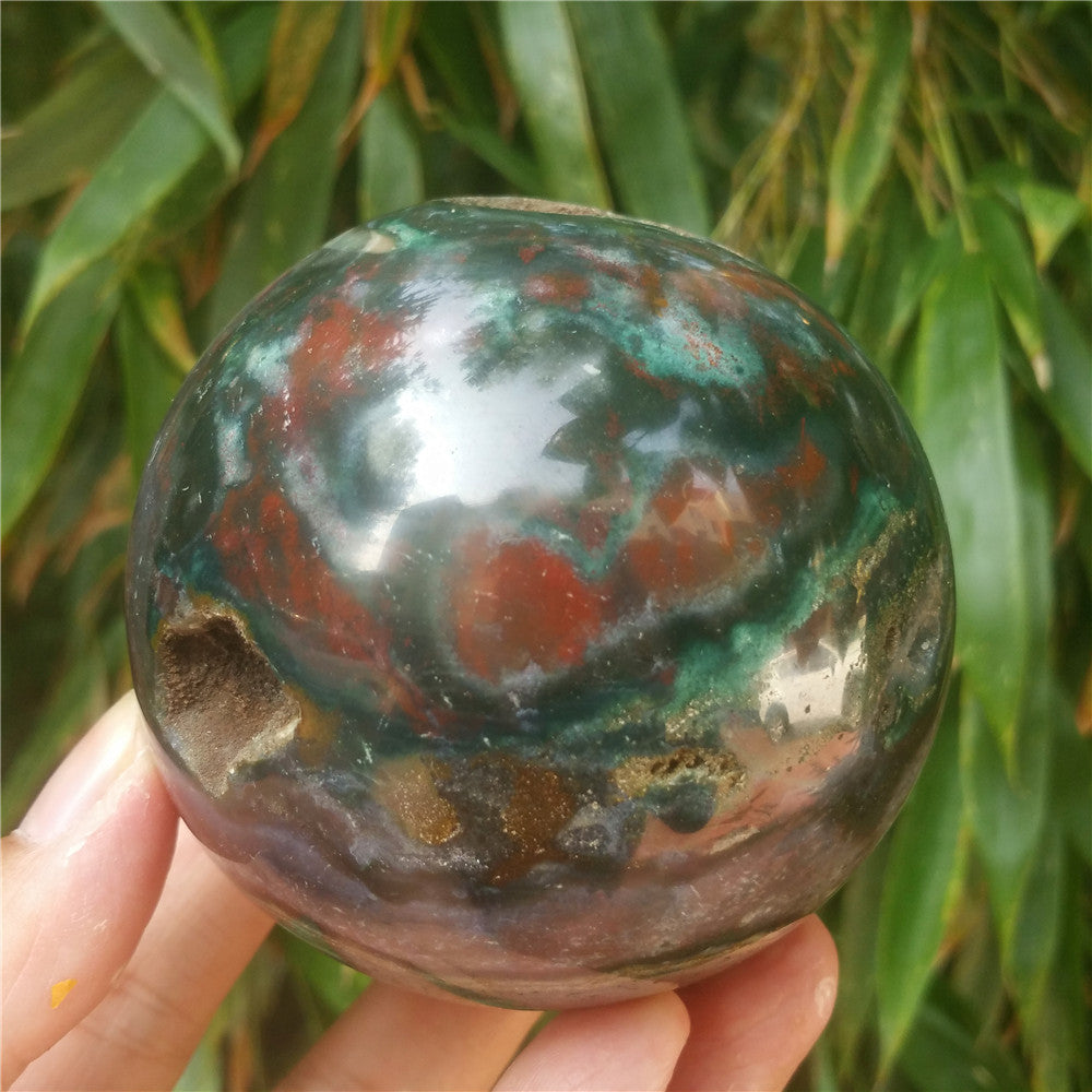 Bola de cristal tallada de Ocean Jasper