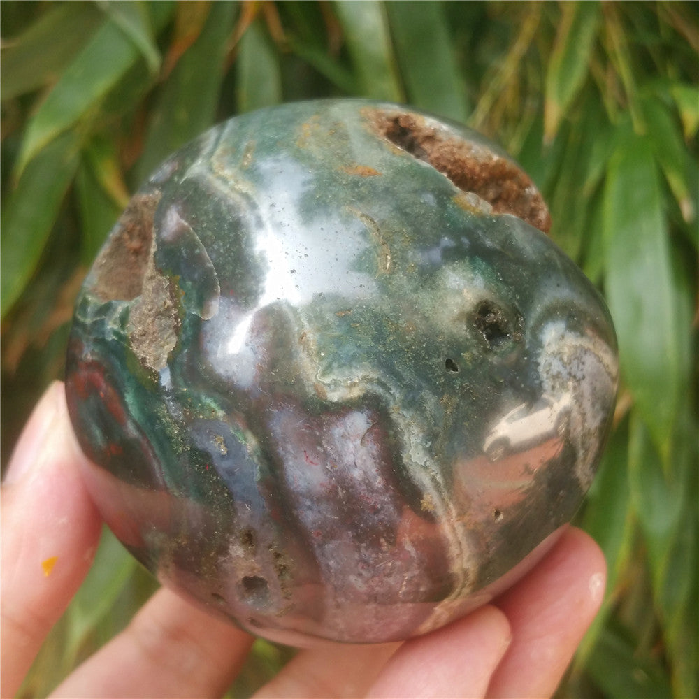 Bola de cristal tallada de Ocean Jasper
