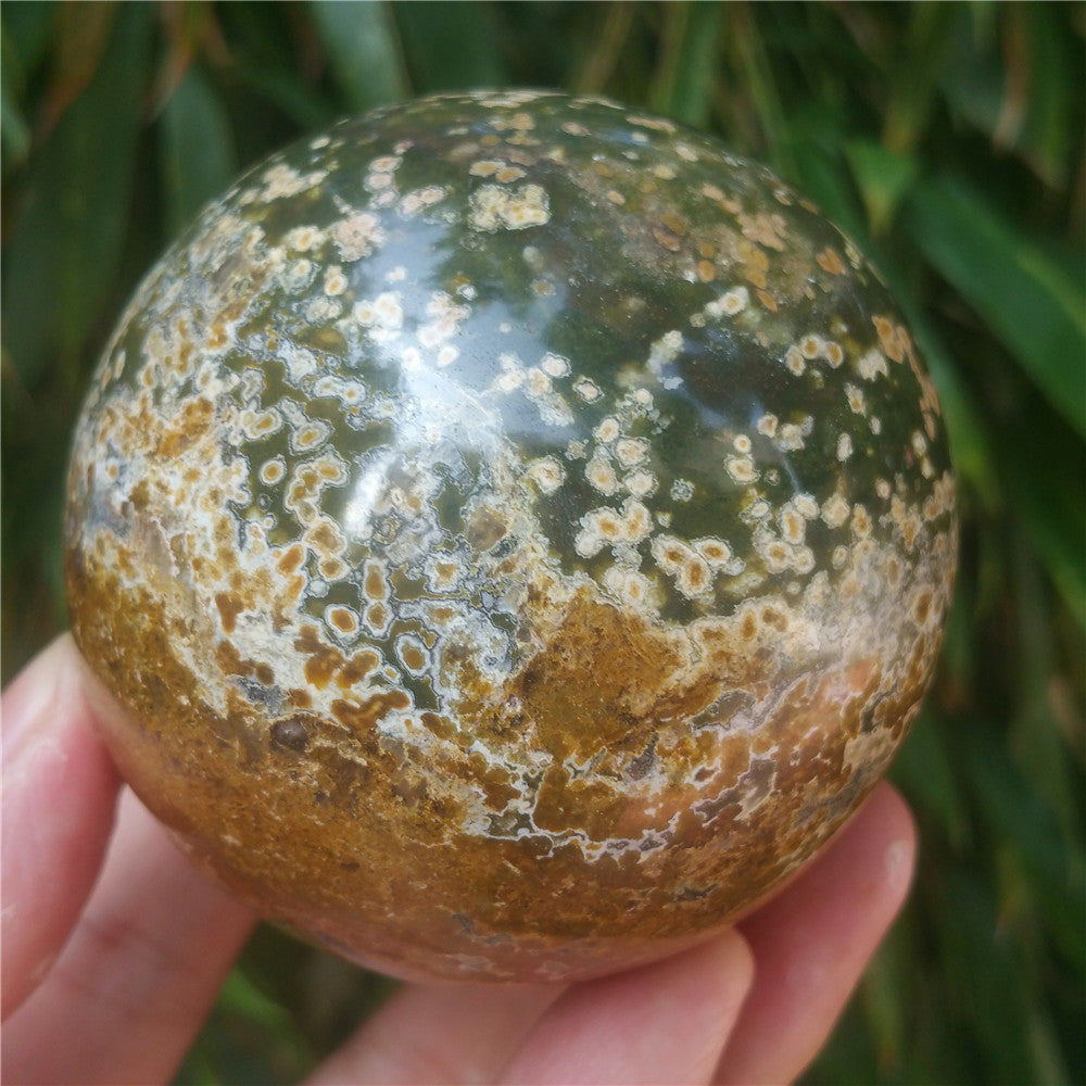Bola de cristal tallada de Ocean Jasper