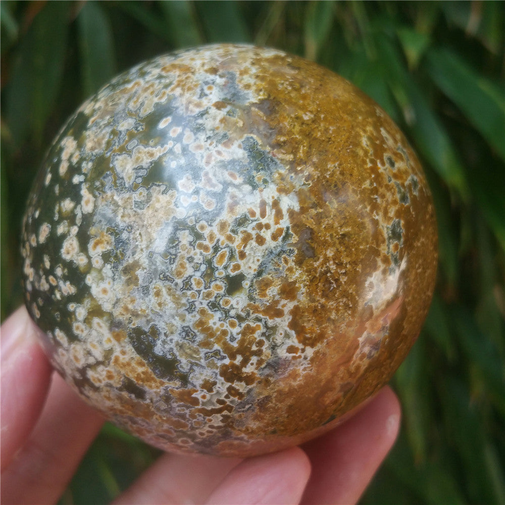Bola de cristal tallada de Ocean Jasper