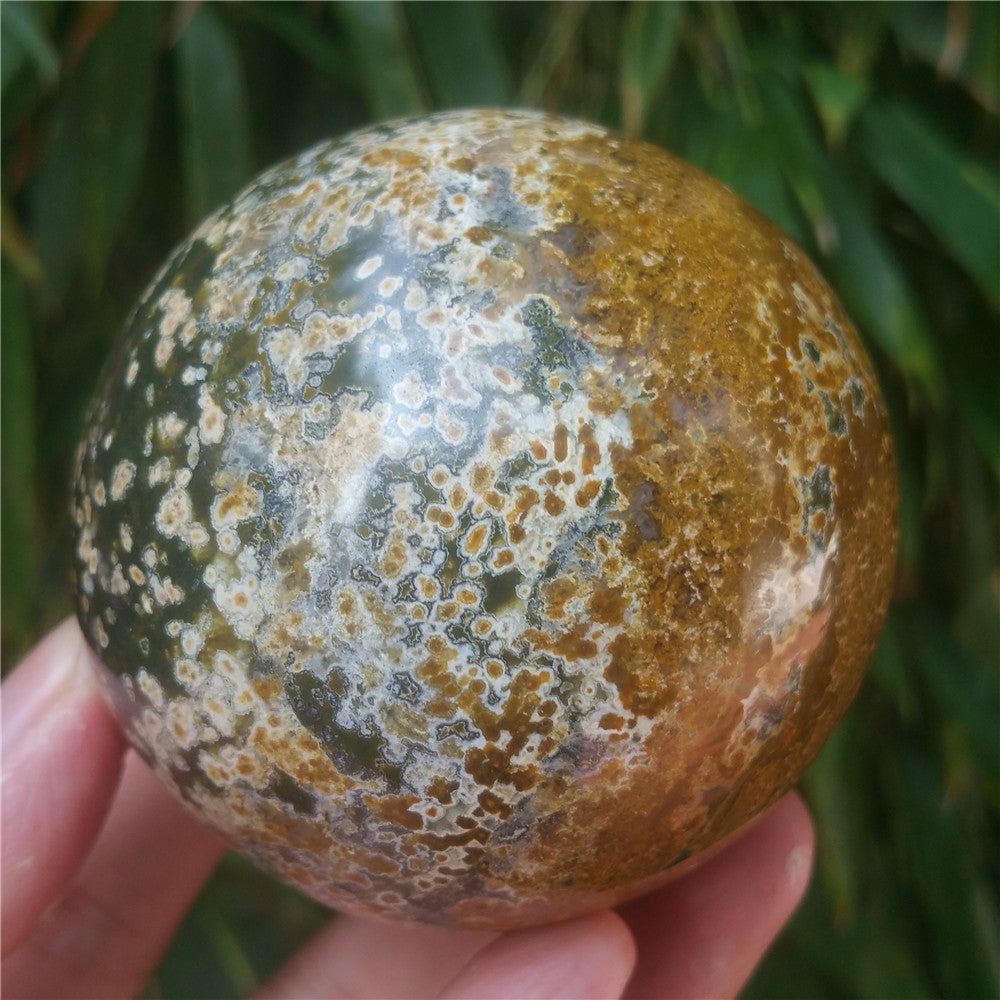 Bola de cristal tallada de Ocean Jasper