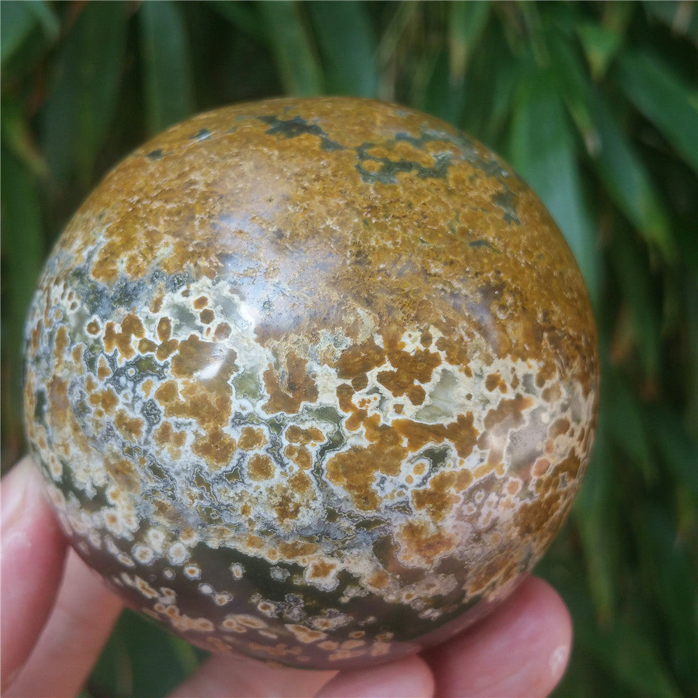 Bola de cristal tallada de Ocean Jasper