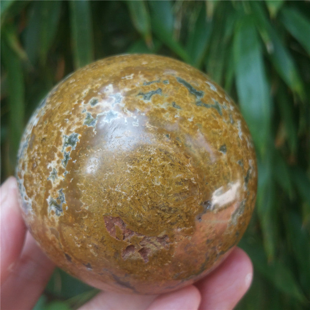 Bola de cristal tallada de Ocean Jasper