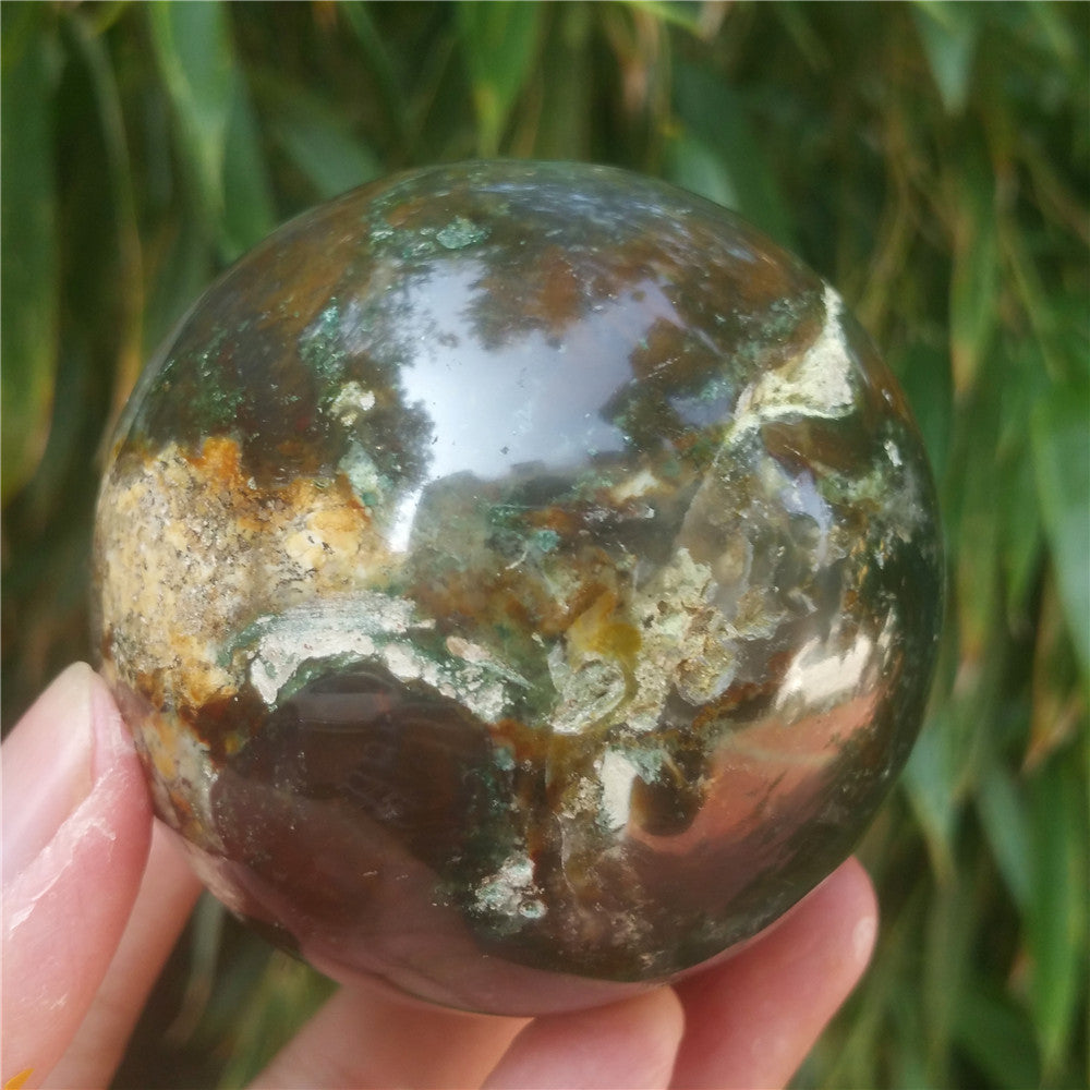 Bola de cristal tallada de Ocean Jasper