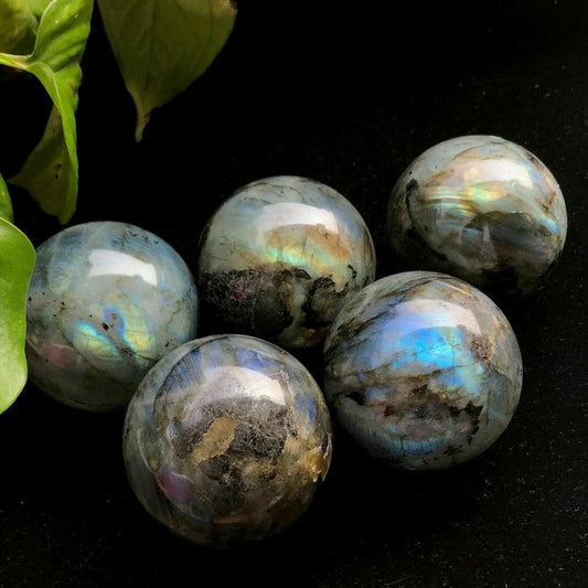 1 pieza de labradorita Natural, esfera de roca, bola de cristal de cuarzo, curación