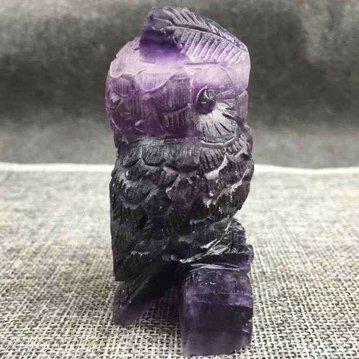 High quality natural rainbow Fluorite Handmade Owl