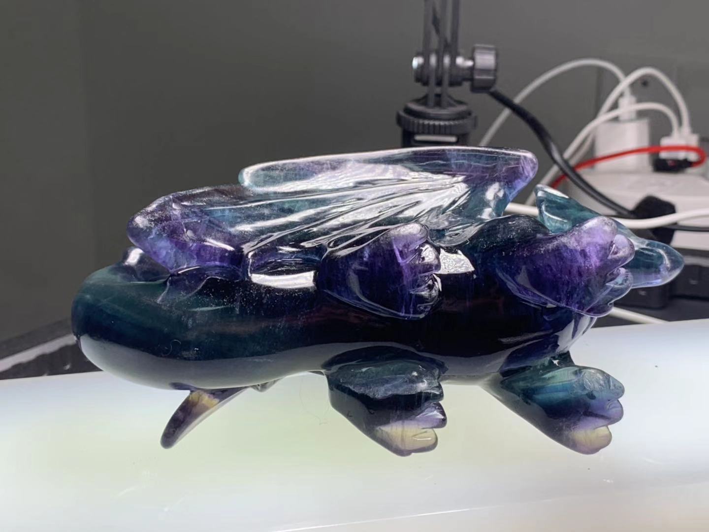 Vibrant XL Purple Fluorite Crystal Dragon - Crystal Dragon, Dragon Carving, Mythical Creature