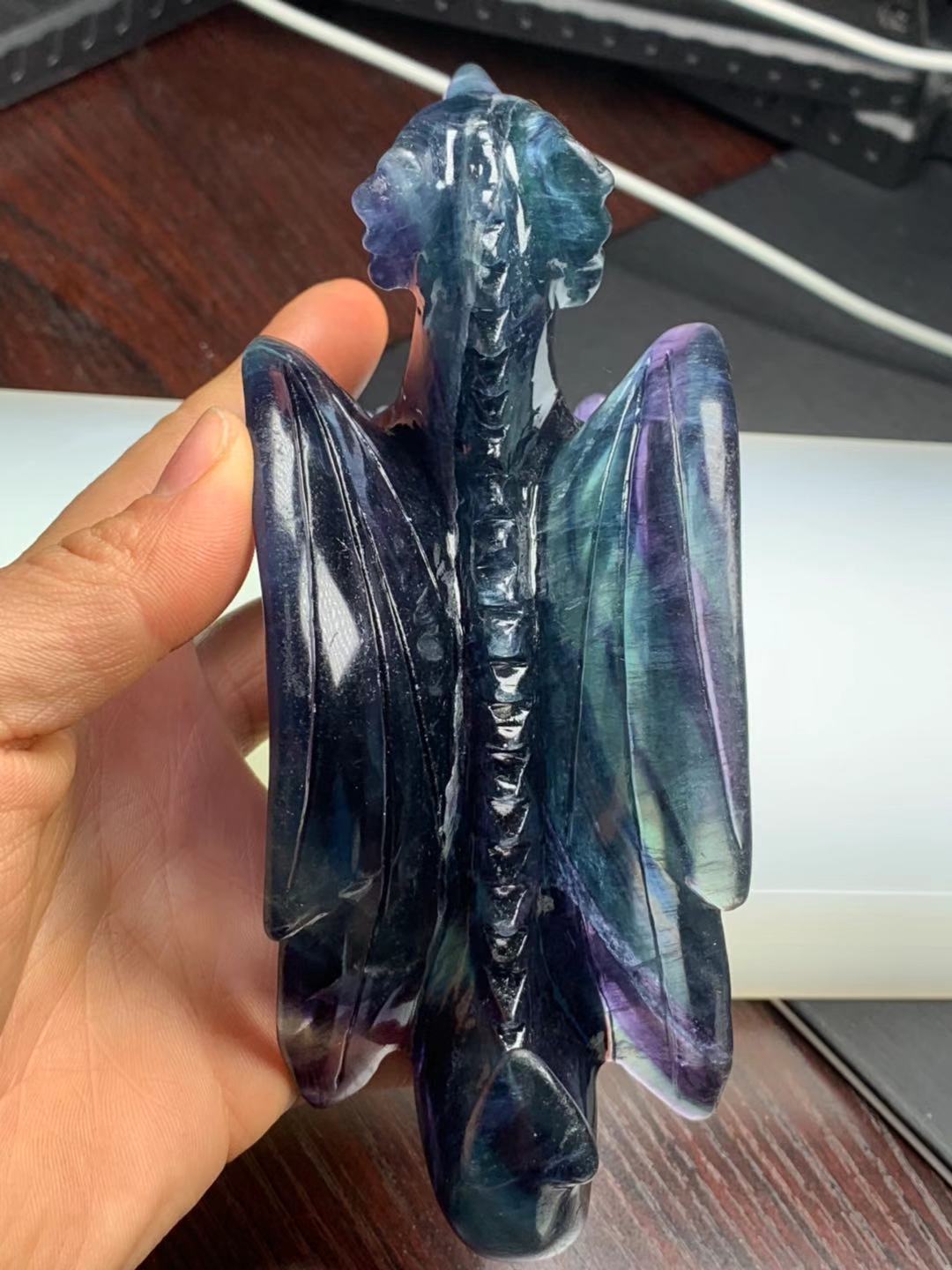 Vibrant XL Purple Fluorite Crystal Dragon - Crystal Dragon, Dragon Carving, Mythical Creature
