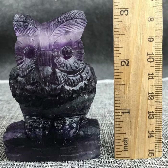 High quality natural rainbow Fluorite Handmade Owl