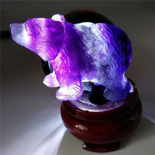 High quality natural rainbow Fluorite Handmade Bear