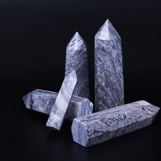 Varita de Cristal Natural Picasso Jaspe Torre de Cristal de Cuarzo 