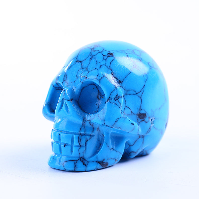 Hand made blue turquoise skulls gemstone quartz crafts crystal skulls