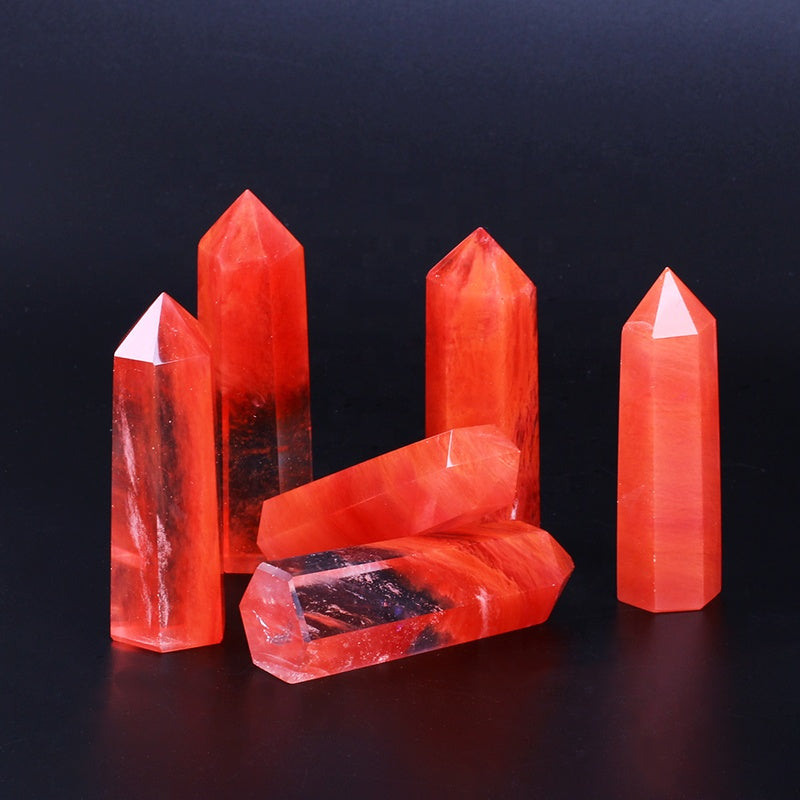 Torre de cristal de cristal de tapa de piedra de fundición roja 