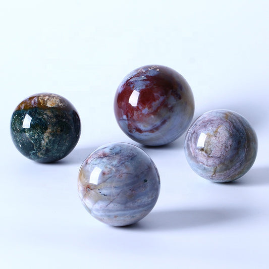 Natural Healing Crystal Ball Polished High Quality Ocean Jasper Sphere Crystal Crafts For Home Decoration
