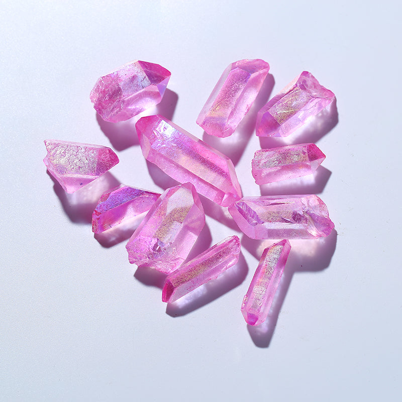Pink Lucky Aura Quartz Mineral Angel Crystal Points