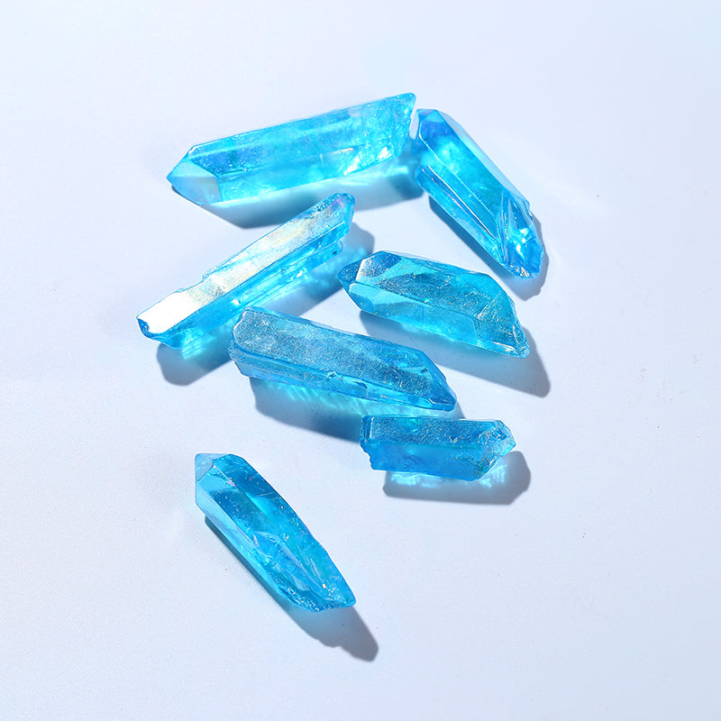 Aura Blue Rainbow Crystal Point Quartz