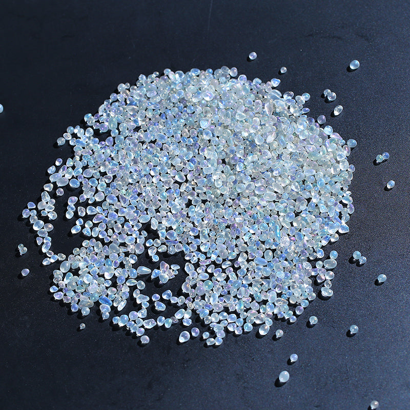 Ring color rainbow quartz crystal gravel