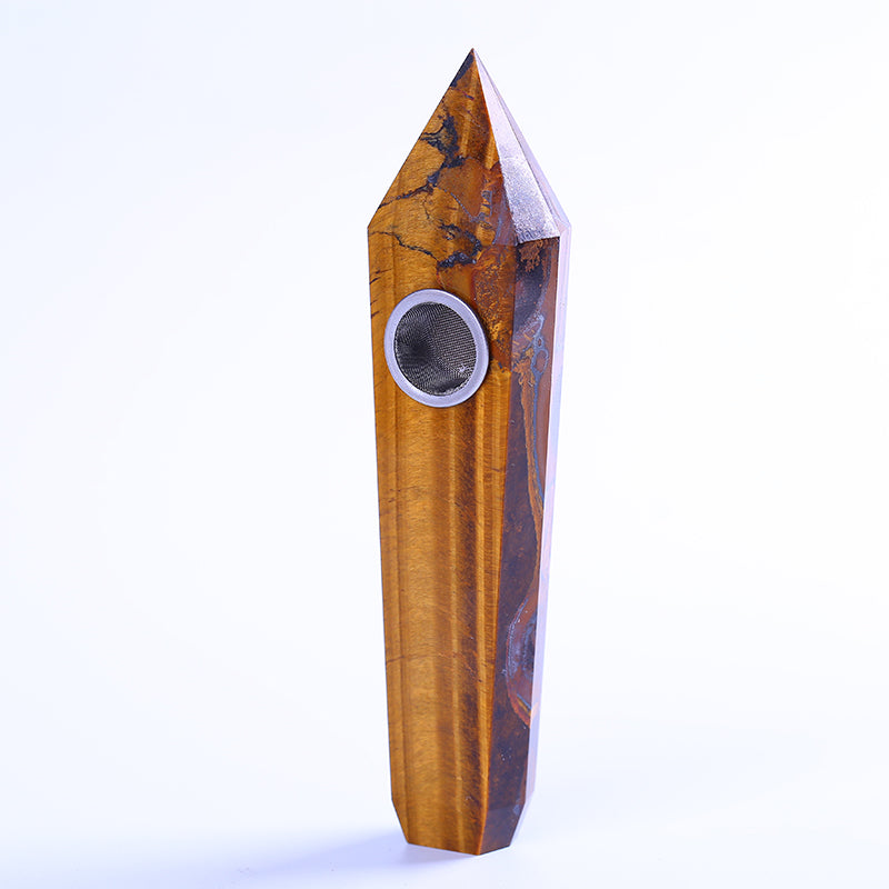 High quality tobacco pipe yellow tiger eye crystal pipe