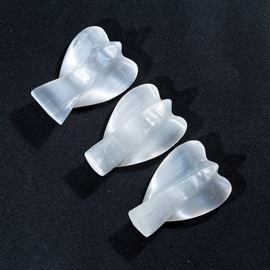 White selenite plaster crystal engraving angel