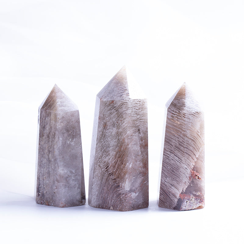 Wholesale Natural Crystal Striped Scenic Quartz Point Phantom Crystal Rock Thousand Layer Wand for Gift